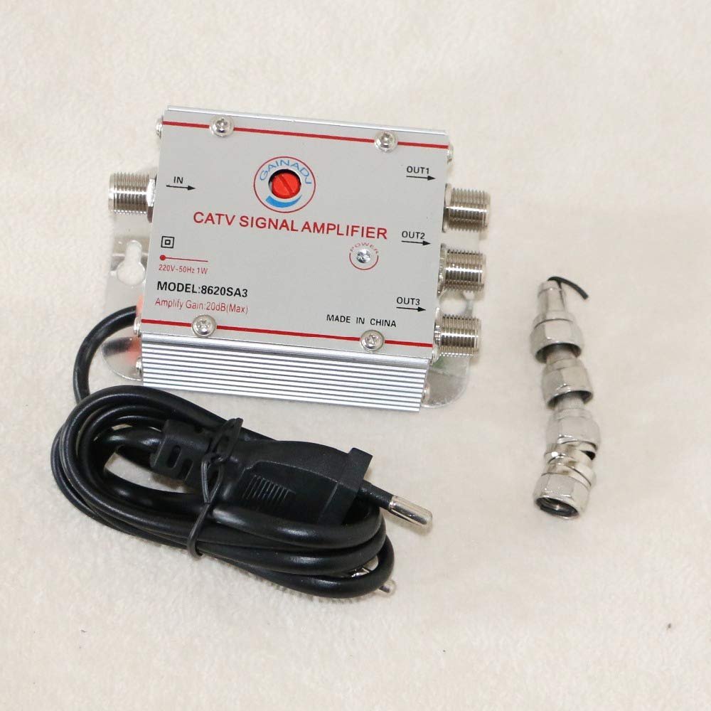 Davitu Cables, Adapters & Sockets - 3 Way 20db CATV TV Antenna Signal Amplifier Booster Splitter (Eueope Plug)