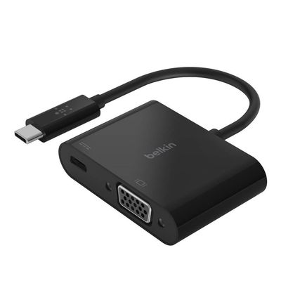Belkin USB-C to VGA + Charge Adapter - USB-C to VGA Cable for MacBook Pro, MacBook Air, Mac mini, iPad Pro 12.9, iPad mini & Other Compatible Devices - 60W Power Delivery