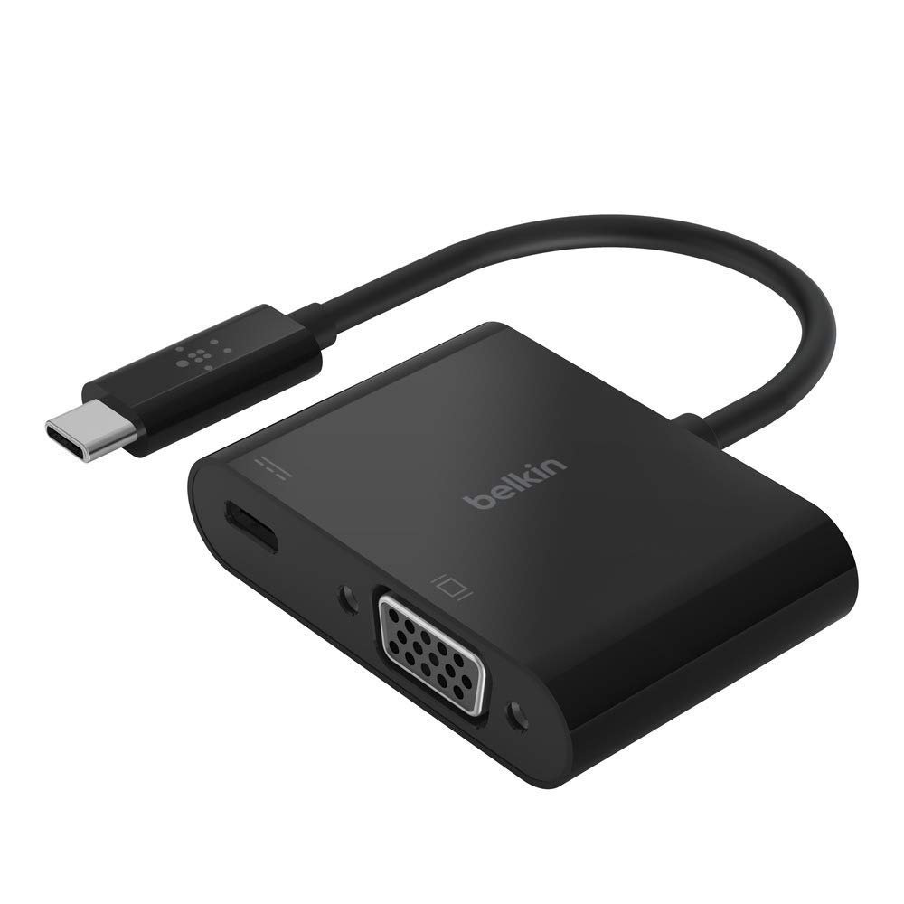 Belkin USB-C to VGA + Charge Adapter - USB-C to VGA Cable for MacBook Pro, MacBook Air, Mac mini, iPad Pro 12.9, iPad mini & Other Compatible Devices - 60W Power Delivery