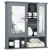 Tangkula Bathroom Medicine Cabinet with Mirror, Wall Mounted Wooden Hanging Organizer with Doors and Shelves, Bathroom Wall Mirror Cabinet (Mirror Doors, Gray) view 1