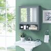 Tangkula Bathroom Medicine Cabinet with Mirror, Wall Mounted Wooden Hanging Organizer with Doors and Shelves, Bathroom Wall Mirror Cabinet (Mirror Doors, Gray) view 2