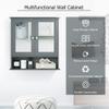 Tangkula Bathroom Medicine Cabinet with Mirror, Wall Mounted Wooden Hanging Organizer with Doors and Shelves, Bathroom Wall Mirror Cabinet (Mirror Doors, Gray) view 4