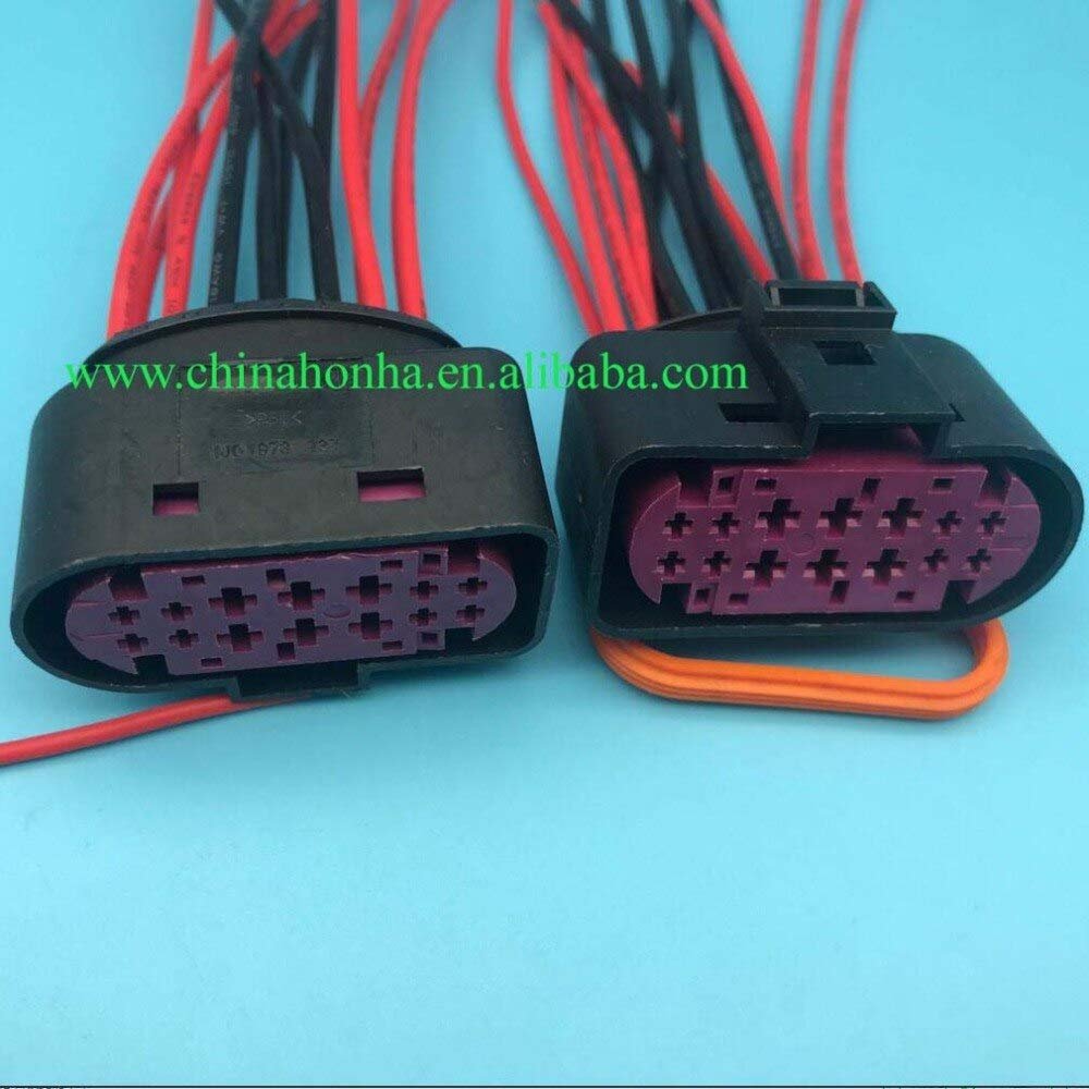 Davitu Cables, Adapters & Sockets - auto Headlamp Front light 14 ways female waterproof Connector auto xenon plug socket 1J0973737 1J0 973 737 - (Color Name: 2pcs)
