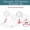 USB Neck Hanging Fan Personal Hands-Free Fan Neckband Fan - Rechargeable 2000mAh/Colorful LED/3 Speeds/360 Degree Headphone Design for Home, Sport, Camping, Beach, Travel, Office - White view 3