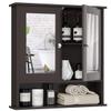 Tangkula Bathroom Medicine Cabinet with Mirror, Wall Mounted Wooden Hanging Organizer with Doors and Shelves, Bathroom Wall Mirror Cabinet (Mirror Doors, Brown) view 1