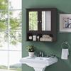 Tangkula Bathroom Medicine Cabinet with Mirror, Wall Mounted Wooden Hanging Organizer with Doors and Shelves, Bathroom Wall Mirror Cabinet (Mirror Doors, Brown) view 2
