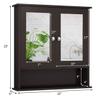 Tangkula Bathroom Medicine Cabinet with Mirror, Wall Mounted Wooden Hanging Organizer with Doors and Shelves, Bathroom Wall Mirror Cabinet (Mirror Doors, Brown) view 3