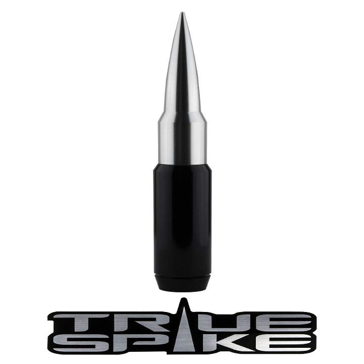 TRUE SPIKE 9 inch Black Silver TIP PENETRATOR Fat Bullet Antenna with Anti-Theft + Copper Coil in Heavy Gauge CNC Machined Billet Aluminum Short Compatible with Ford Ranger