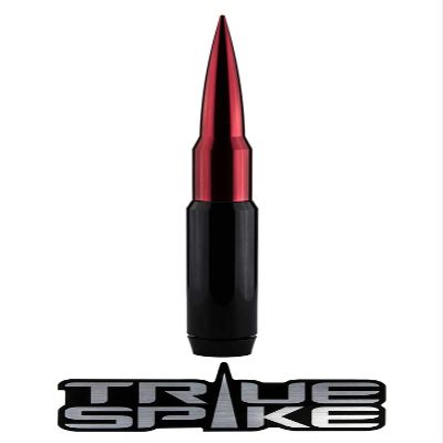 TRUE SPIKE 9 inch BLACK RED TIP PENETRATOR FAT BULLET ANTENNA with ANTI-THEFT + COPPER COIL in Heavy Gauge CNC Machined Billet Aluminum Short Compatible with GMC SIERRA 1500 2500 3500