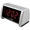 HANNLOMAX HX-138CR Alarm Clock Radio, PLL AM/FM Radio with Preset Stations, 1.4" Red LED Display, Dual Alarm, AC Operation only. (Silver) view 1