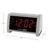 HANNLOMAX HX-138CR Alarm Clock Radio, PLL AM/FM Radio with Preset Stations, 1.4" Red LED Display, Dual Alarm, AC Operation only. (Silver) view 3