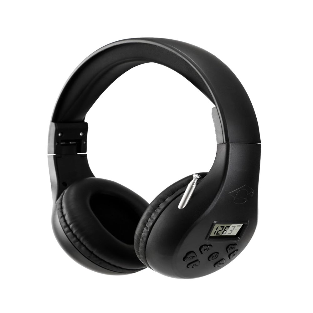ZOOFEED Portable Personal FM Radio Headphones with Best Reception, Wireless Headset FM Radio Ear Muffs for Walking, Jogging Powered by 2 AA Batteries(Not Included) -Black