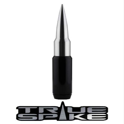 TRUE SPIKE 9 inch BLACK SILVER TIP PENETRATOR FAT BULLET ANTENNA with ANTI-THEFT + COPPER COIL in Heavy Gauge CNC Machined Billet Aluminum Short Compatible with Nissan Titan