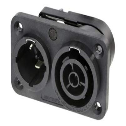 NEUTRIK NAC3PX-TOP MAINS CHASSIS IN-OUTLET CBC TOP; PRODUCT RANGE:POWERCON TRUE1 SERIES; GENDER:PLUG, RECEPTACLE; VOLTAGE RATING:250VAC; CURRENT RATING:20A; CONNECTOR MOUNTING:PANEL MOUNT; CONTACT TER