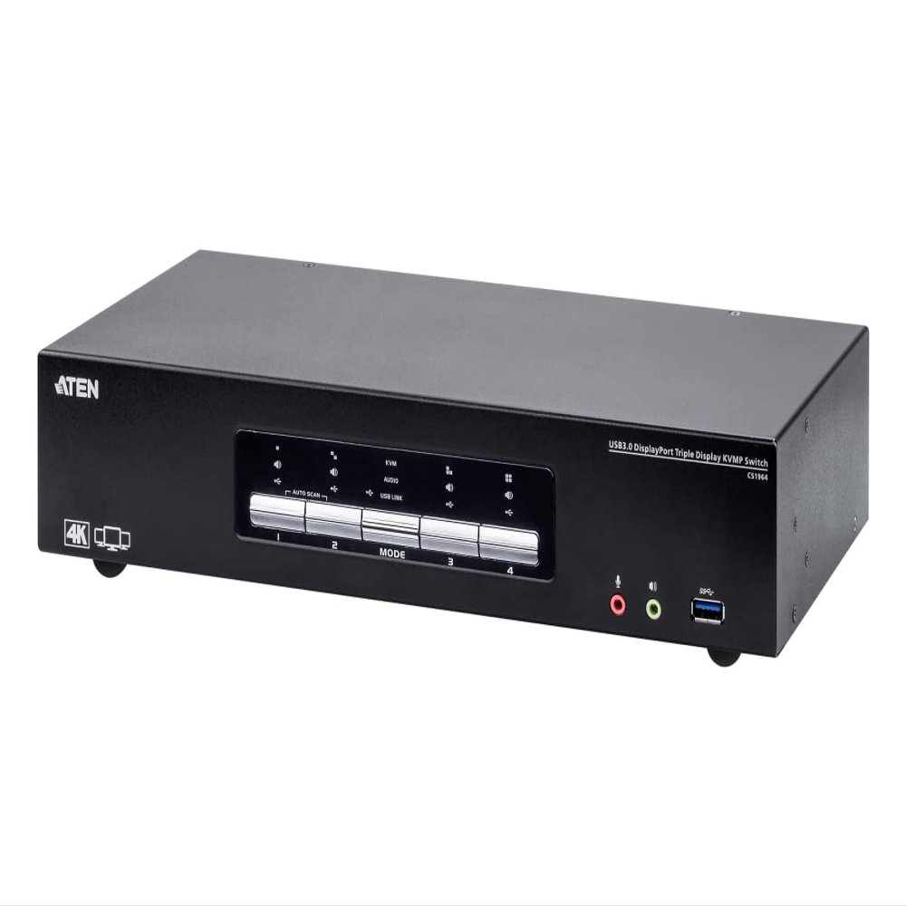 ATEN 4-Port USB3.0 4K DisplayPort Triple Display KVMP Switch (CS1964)