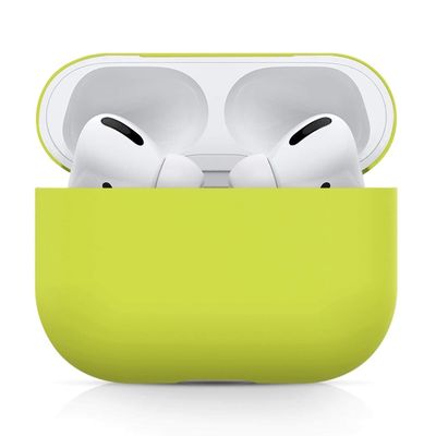2024 Upgradation Silicon Cover Skin Compatible with Airpods Pro Ultra-Thin Soft Case Protection No Keychain (Yellow)