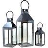 Allgala 3-PC Lantern Set 24 Inch Jumbo Deluxe Modern Indoor/Outdoor Candle Lantern Set Black Stainless Steel Frame Tempered Glass Pyramid Top for Garden Poolside Fireplace Wedding view 1