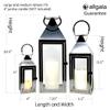 Allgala 3-PC Lantern Set 24 Inch Jumbo Deluxe Modern Indoor/Outdoor Candle Lantern Set Black Stainless Steel Frame Tempered Glass Pyramid Top for Garden Poolside Fireplace Wedding view 2