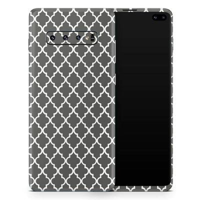 DesignSkinz Gray & White Seamless Morocan Pattern | Protective Vinyl Decal Wrap Skin Cover Compatible with The Samsung Galaxy S9 (Full-Body, Screen Trim & Back Glass Skin)
