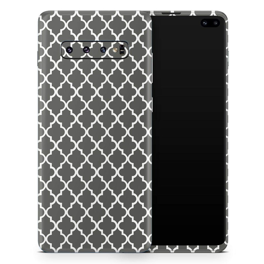 DesignSkinz Gray & White Seamless Morocan Pattern | Protective Vinyl Decal Wrap Skin Cover Compatible with The Samsung Galaxy S9 (Full-Body, Screen Trim & Back Glass Skin)
