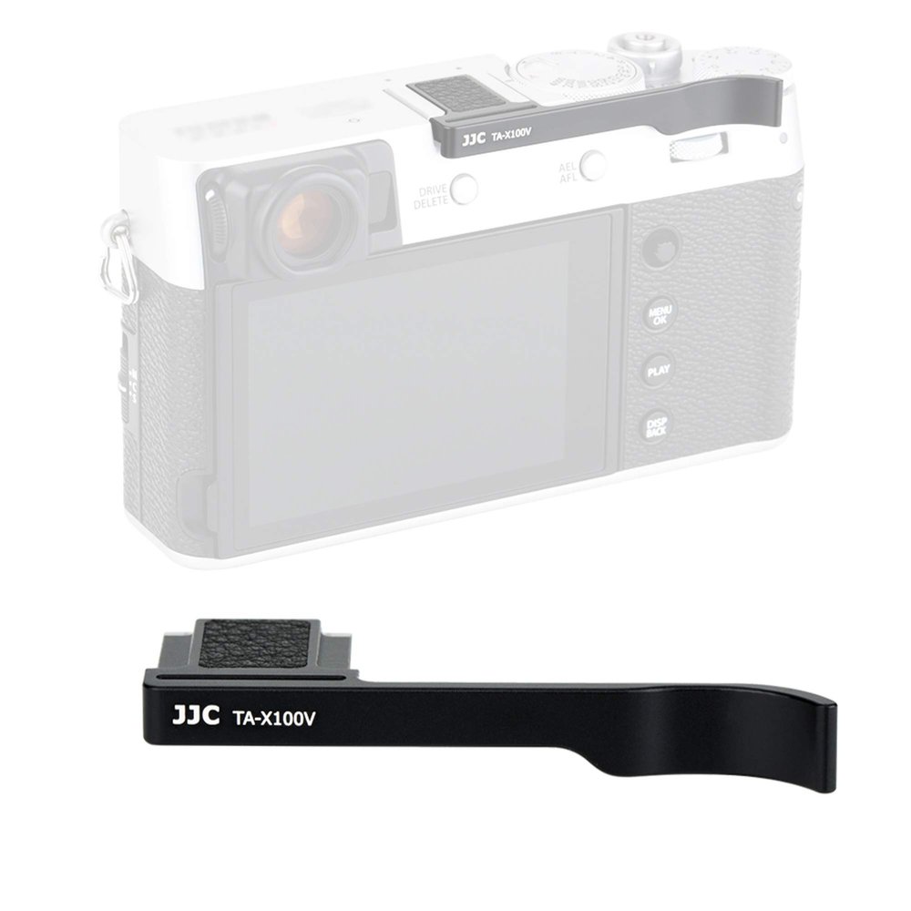 JJC TA-X100V Black Thumbs Up Grip for Fuji X100V Camera, Hot Shoe Thumb Grip Comaptible with Fujifilm X100V X100F X-E3, Made of Premium Anodized Aluminium Alloy, Weight 6G, Size 66.128.39mm