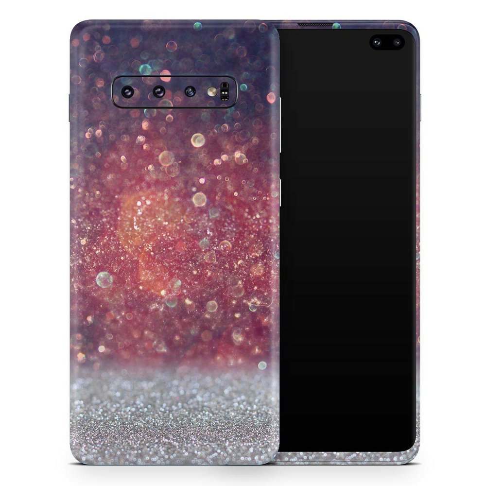 DesignSkinz Red and Blue Glowing Orbs with Silver Sparkle | Protective Vinyl Decal Wrap Skin Cover Compatible with The Samsung Galaxy S20 Plus (Full-Body, Screen Trim & Back Glass Skin)