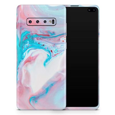 DesignSkinz Marbleized Teal and Pink V2 | Protective Vinyl Decal Wrap Skin Cover Compatible with The Samsung Galaxy S20 Plus (Full-Body, Screen Trim & Back Glass Skin)