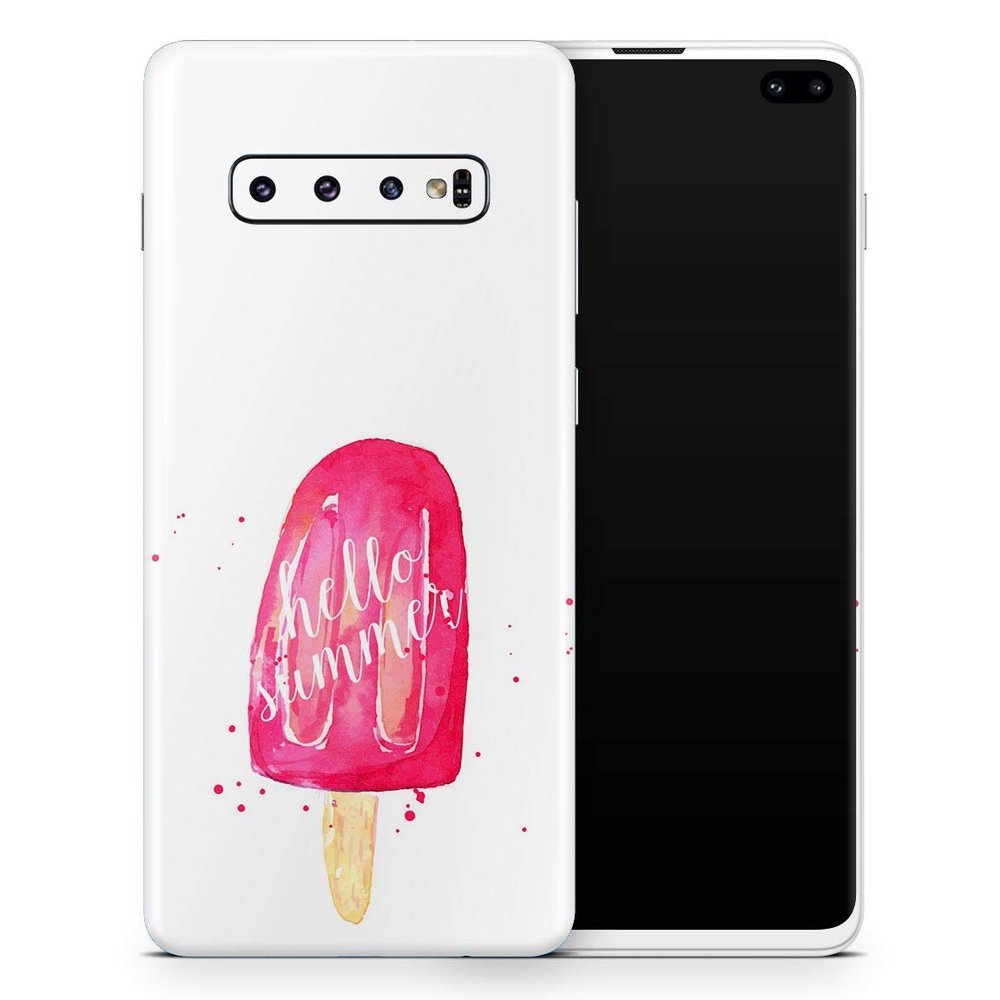 DesignSkinz Hello Summer Popcicle | Protective Vinyl Decal Wrap Skin Cover Compatible with The Samsung Galaxy S10e (Full-Body, Screen Trim & Back Glass Skin)