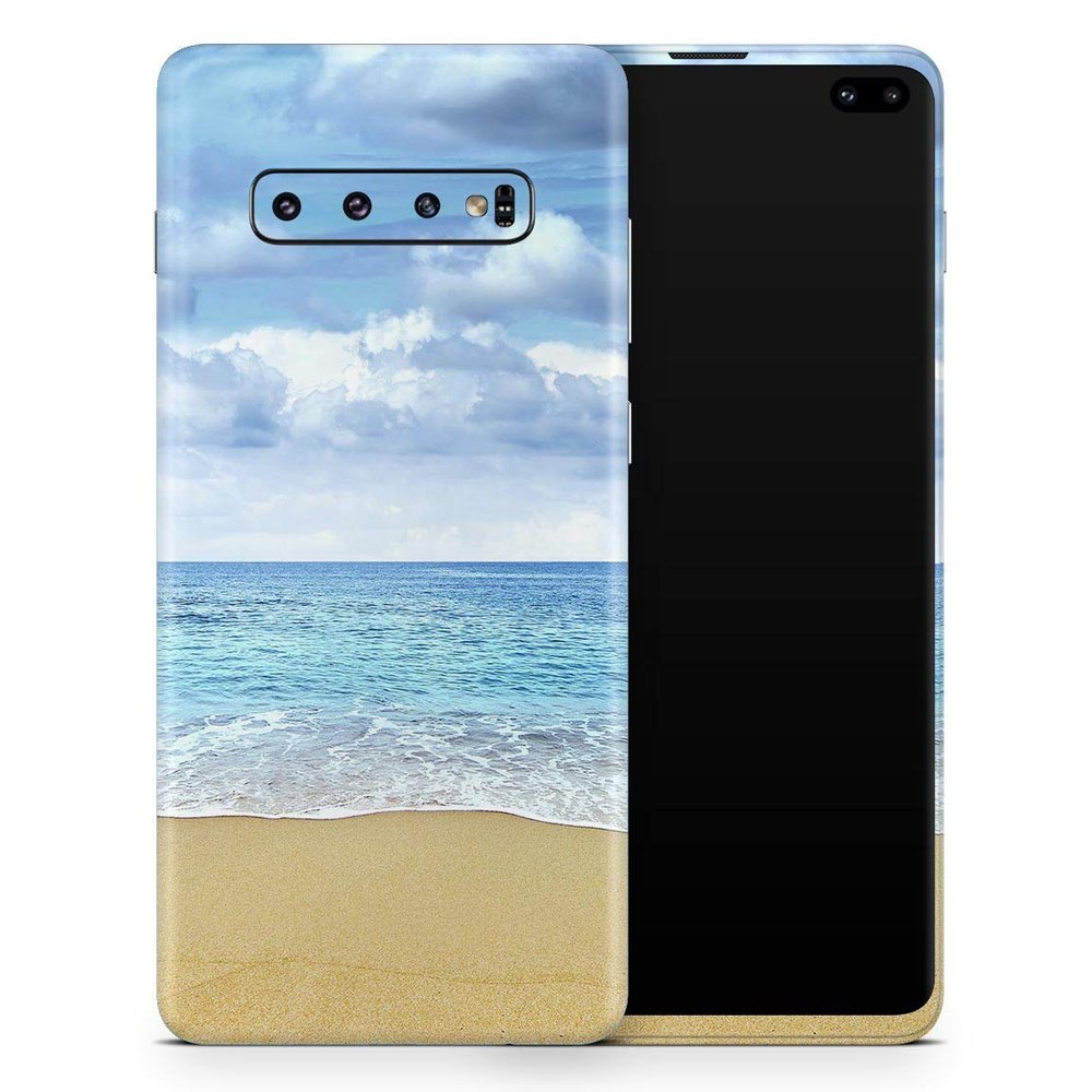 DesignSkinz Calm Blue Sky and Sea Shore | Protective Vinyl Decal Wrap Skin Cover Compatible with The Samsung Galaxy Note 10 Plus (Full-Body, Screen Trim & Back Glass Skin)