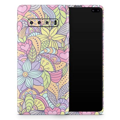 DesignSkinz Vibrant Color Floral Pattern | Protective Vinyl Decal Wrap Skin Cover Compatible with The Samsung Galaxy S10e (Full-Body, Screen Trim & Back Glass Skin)