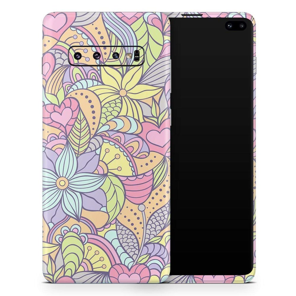 DesignSkinz Vibrant Color Floral Pattern | Protective Vinyl Decal Wrap Skin Cover Compatible with The Samsung Galaxy S10e (Full-Body, Screen Trim & Back Glass Skin)