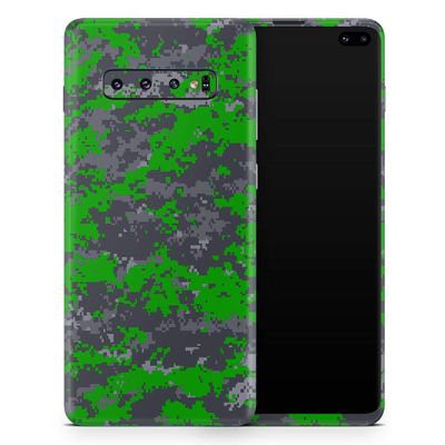 DesignSkinz Dark Green and Gray Digital Camouflage | Protective Vinyl Decal Wrap Skin Cover Compatible with The Samsung Galaxy S10 Plus (Full-Body, Screen Trim & Back Glass Skin)