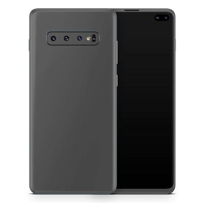 DesignSkinz Solid Dark Gray | Protective Vinyl Decal Wrap Skin Cover Compatible with The Samsung Galaxy S10 Plus (Full-Body, Screen Trim & Back Glass Skin)