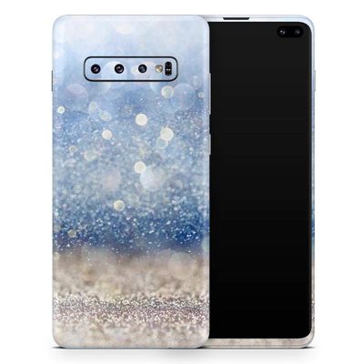DesignSkinz Blue Unfocused Silver Sparkle | Protective Vinyl Decal Wrap Skin Cover Compatible with The Samsung Galaxy S20 Ultra (Full-Body, Screen Trim & Back Glass Skin)