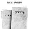 DesignSkinz White Scratched Marble | Protective Vinyl Decal Wrap Skin Cover Compatible with The Samsung Galaxy S10e (Full-Body, Screen Trim & Back Glass Skin) view 4