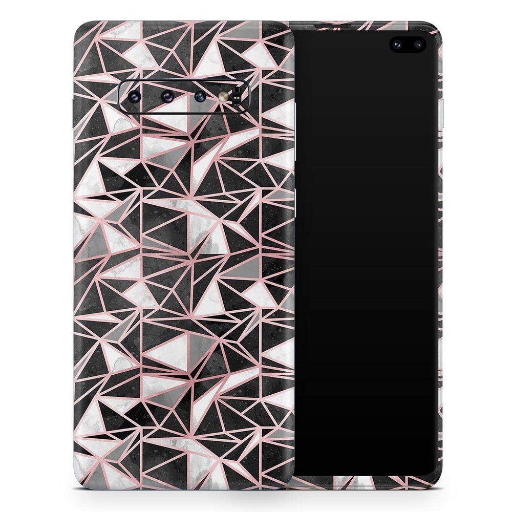 DesignSkinz Karamfila Marble & Rose Gold v1 | Protective Vinyl Decal Wrap Skin Cover Compatible with The Samsung Galaxy S9 Plus (Full-Body, Screen Trim & Back Glass Skin)