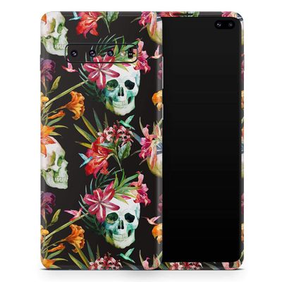 DesignSkinz Tropical Skull Floral | Protective Vinyl Decal Wrap Skin Cover Compatible with The Samsung Galaxy Note 10 Plus (Full-Body, Screen Trim & Back Glass Skin)