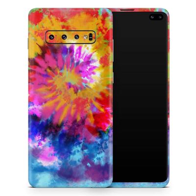 DesignSkinz Spiral Tie Dye V8 | Protective Vinyl Decal Wrap Skin Cover Compatible with The Samsung Galaxy S10 Plus (Full-Body, Screen Trim & Back Glass Skin)