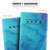 DesignSkinz Marbleized Ocean Blue | Protective Vinyl Decal Wrap Skin Cover Compatible with The Samsung Galaxy S9 Plus (Full-Body, Screen Trim & Back Glass Skin) view 4