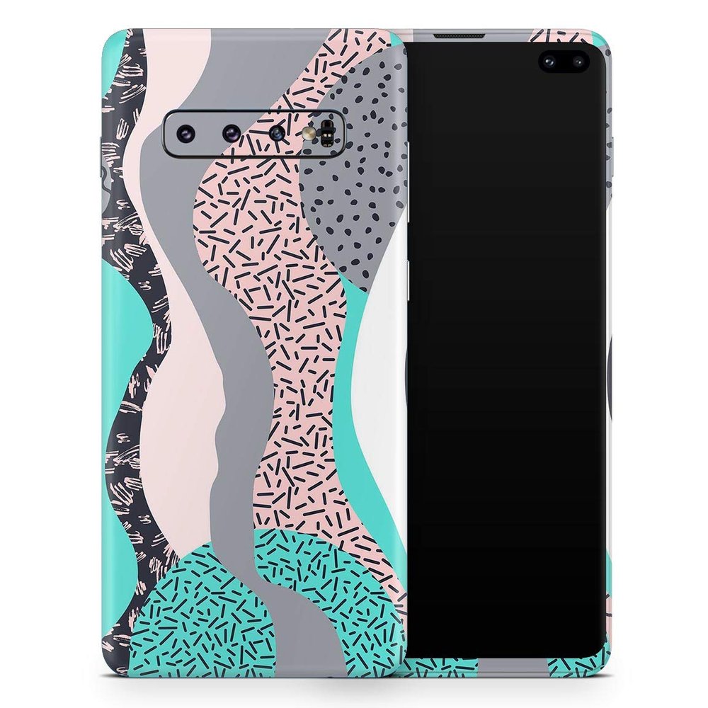 DesignSkinz Retro Summer Mint and Coral | Protective Vinyl Decal Wrap Skin Cover Compatible with The Samsung Galaxy S10 (Full-Body, Screen Trim & Back Glass Skin)
