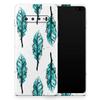 DesignSkinz Splattered Teal Watercolor Feathers | Protective Vinyl Decal Wrap Skin Cover Compatible with The Samsung Galaxy Note 10 Plus (Full-Body, Screen Trim & Back Glass Skin) view 1