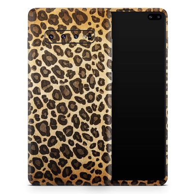 DesignSkinz Vibrant Leopard Print V23 | Protective Vinyl Decal Wrap Skin Cover Compatible with The Samsung Galaxy S10 Plus (Full-Body, Screen Trim & Back Glass Skin)