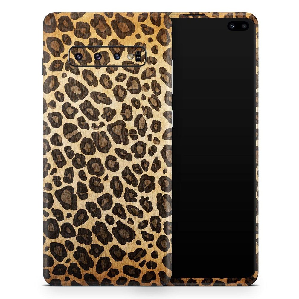 DesignSkinz Vibrant Leopard Print V23 | Protective Vinyl Decal Wrap Skin Cover Compatible with The Samsung Galaxy S10 Plus (Full-Body, Screen Trim & Back Glass Skin)