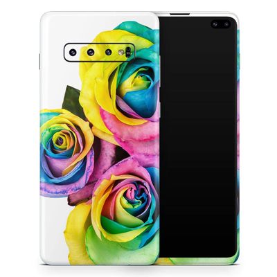 DesignSkinz Rainbow Dyed Roses | Protective Vinyl Decal Wrap Skin Cover Compatible with The Samsung Galaxy S10 (Full-Body, Screen Trim & Back Glass Skin)