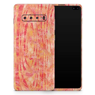 DesignSkinz Orange Watercolor Woodgrain | Protective Vinyl Decal Wrap Skin Cover Compatible with The Samsung Galaxy Note 10 Plus (Full-Body, Screen Trim & Back Glass Skin)