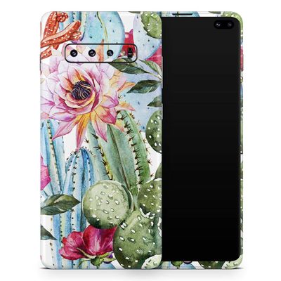DesignSkinz Vintage Watercolor Cactus Bloom | Protective Vinyl Decal Wrap Skin Cover Compatible with The Samsung Galaxy Note 8 (Full-Body, Screen Trim & Back Glass Skin)