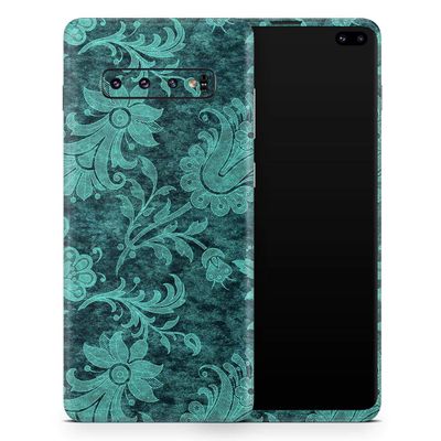 DesignSkinz Green and Teal Floral Velvet v3 | Protective Vinyl Decal Wrap Skin Cover Compatible with The Samsung Galaxy S20 Ultra (Full-Body, Screen Trim & Back Glass Skin)