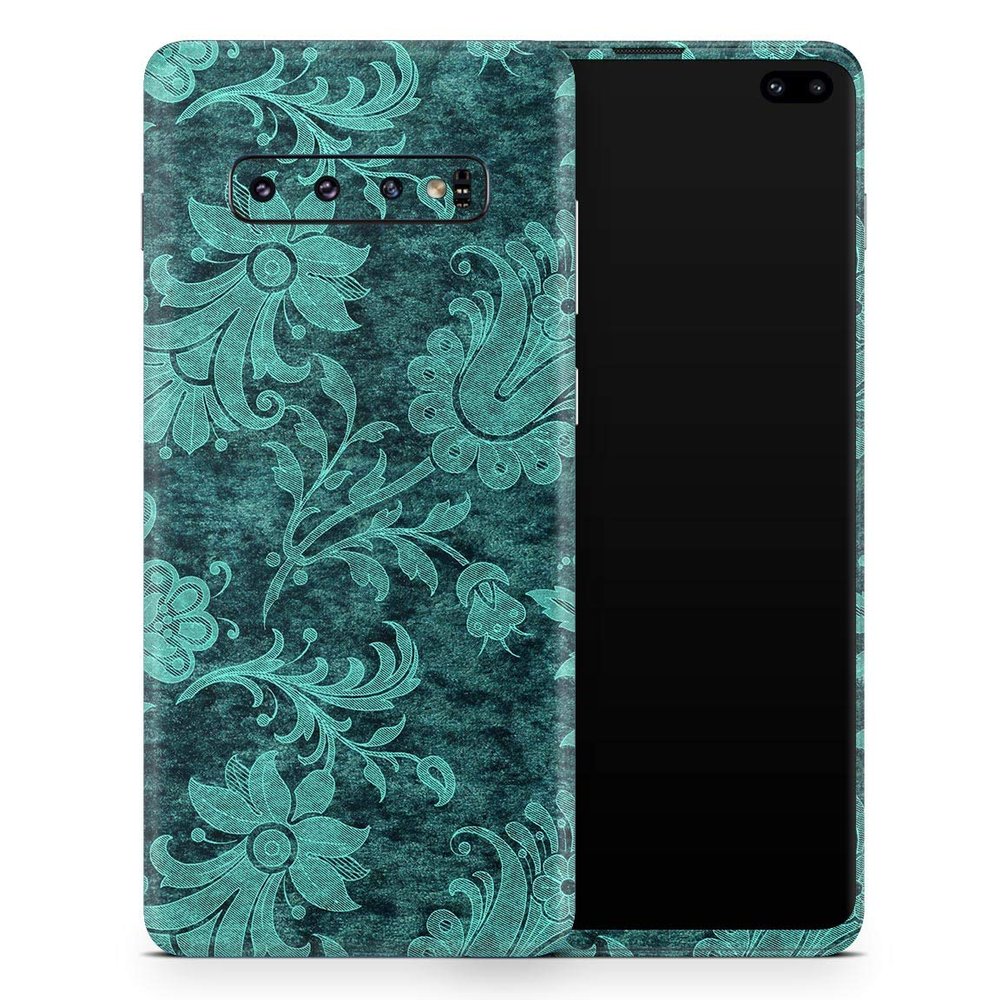 DesignSkinz Green and Teal Floral Velvet v3 | Protective Vinyl Decal Wrap Skin Cover Compatible with The Samsung Galaxy S20 Ultra (Full-Body, Screen Trim & Back Glass Skin)