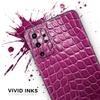 DesignSkinz Bright Magenta Aligator Skin | Protective Vinyl Decal Wrap Skin Cover Compatible with The Samsung Galaxy Note 10 (Full-Body, Screen Trim & Back Glass Skin) view 3