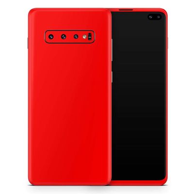 DesignSkinz Solid Red | Protective Vinyl Decal Wrap Skin Cover Compatible with The Samsung Galaxy S10 Plus (Full-Body, Screen Trim & Back Glass Skin)
